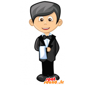 Homem Mascot no equipamento preto e branco - MASFR029348 - 2D / 3D mascotes