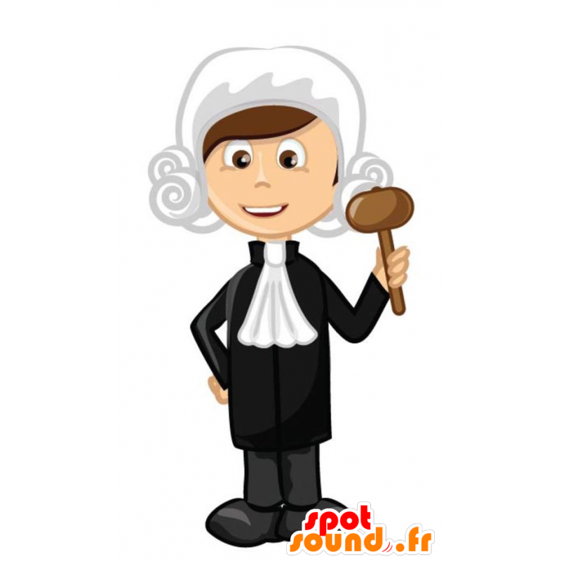 Mascotte d'avocat, en tenue noire et blanche - MASFR029349 - Mascottes 2D/3D