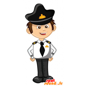Menino Mascot, policial, no equipamento preto e branco - MASFR029350 - 2D / 3D mascotes