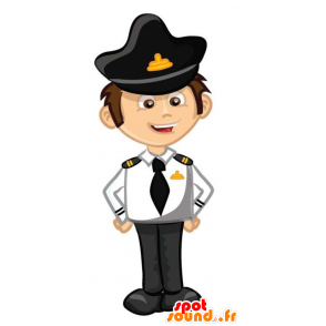 Menino Mascot, policial, no equipamento preto e branco - MASFR029350 - 2D / 3D mascotes
