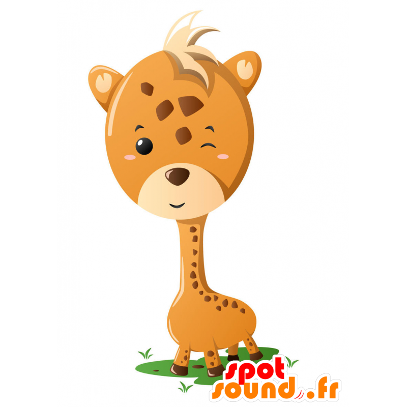 Amarillo y marrón mascota jirafa - MASFR029351 - Mascotte 2D / 3D