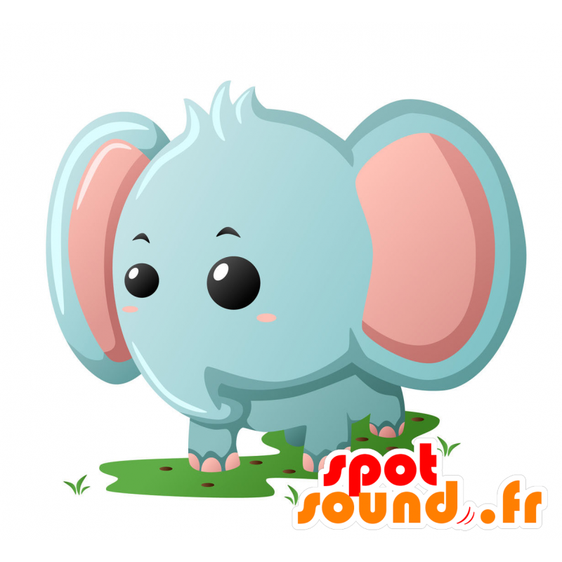 Mascot blue and pink elephant, giant - MASFR029352 - 2D / 3D mascots