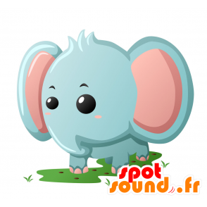 Azul de la mascota y el elefante rosa, gigante - MASFR029352 - Mascotte 2D / 3D