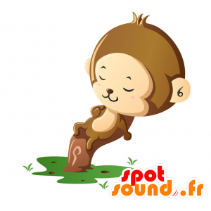 Monkey mascot, beige and brown - MASFR029354 - 2D / 3D mascots