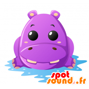 Mascotte d'hippopotame violet, géant - MASFR029355 - Mascottes 2D/3D
