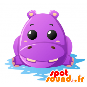 Mascotte ippopotamo viola, gigante - MASFR029355 - Mascotte 2D / 3D