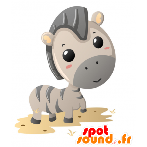 Mascota de cebra de color beige con una melena - MASFR029356 - Mascotte 2D / 3D