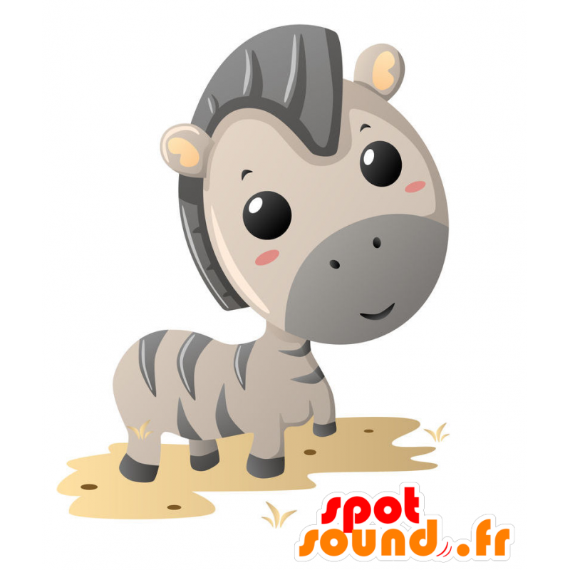 Beige zebra maskot med en manke - Spotsound maskot kostume