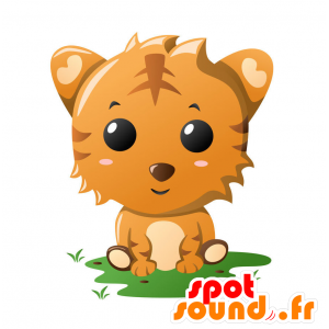 Kissa Mascot, beige ja oranssi tiikeri - MASFR029357 - Mascottes 2D/3D