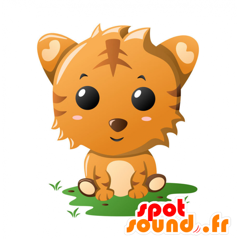 Cat mascot, beige and orange tiger - MASFR029357 - 2D / 3D mascots