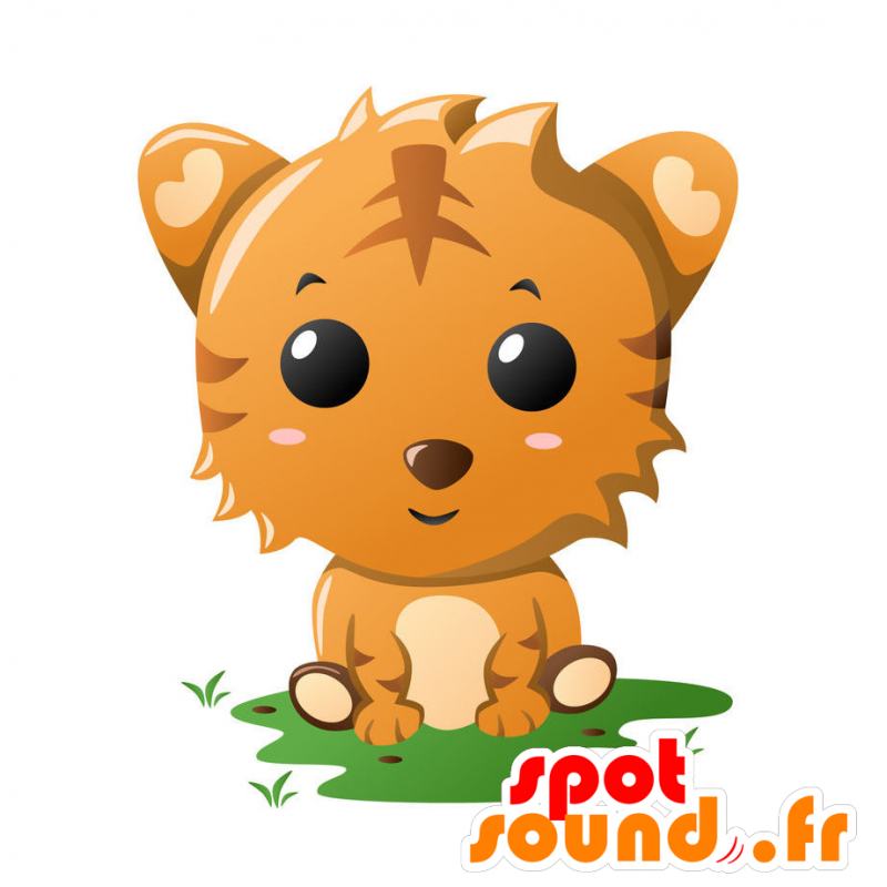 Cat Mascot, beige og oransje tiger - MASFR029357 - 2D / 3D Mascots