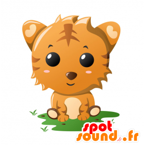 Cat Mascot, beige en oranje tijger - MASFR029357 - 2D / 3D Mascottes