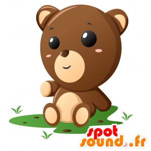 La mascota de peluche marrón y beige - MASFR029358 - Mascotte 2D / 3D