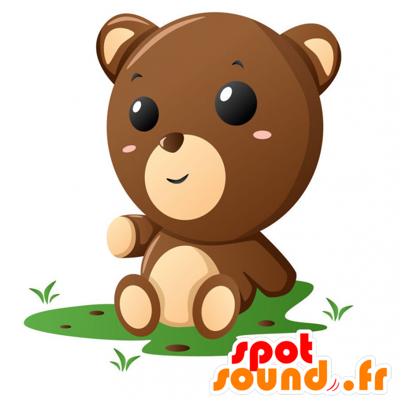 Mascotte de nounours marron et beige - MASFR029358 - Mascottes 2D/3D