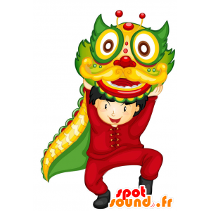 Mascota del dragón verde, muy lindo - MASFR029361 - Mascotte 2D / 3D