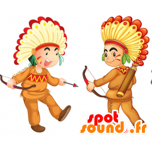 2 mascotte uomini, indiani - MASFR029364 - Mascotte 2D / 3D