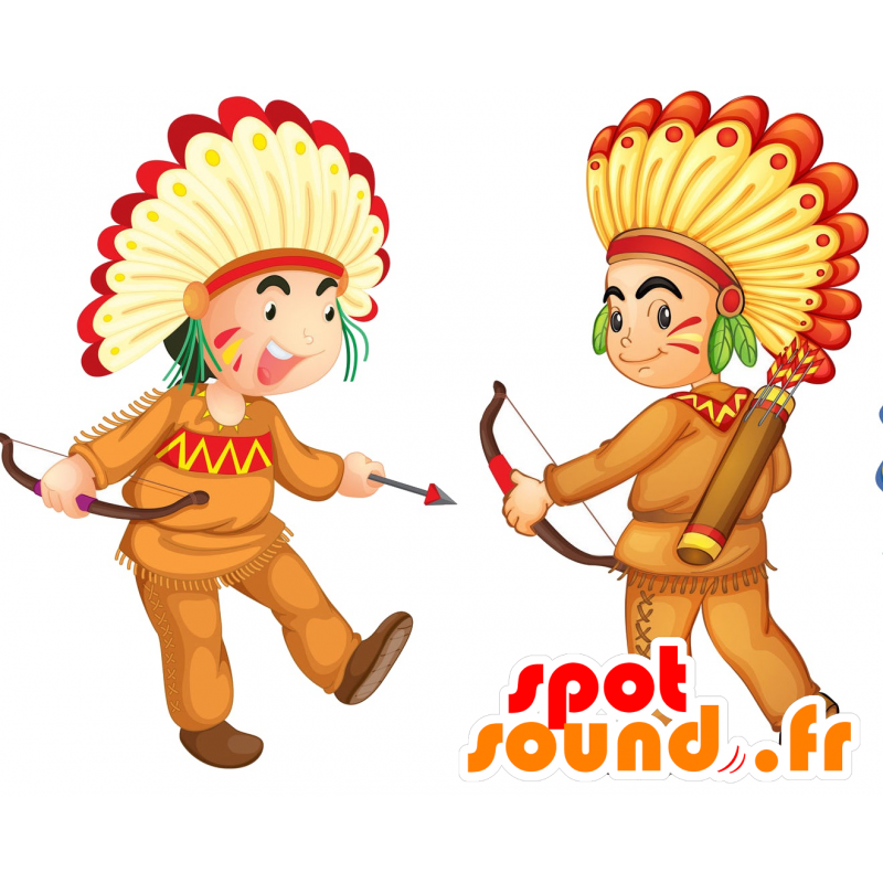 2 mascotas hombres, indios - MASFR029364 - Mascotte 2D / 3D