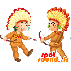 2 mascotes homens, índios - MASFR029364 - 2D / 3D mascotes