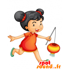 Mascot donkerbruin meisje met broodjes - MASFR029367 - 2D / 3D Mascottes