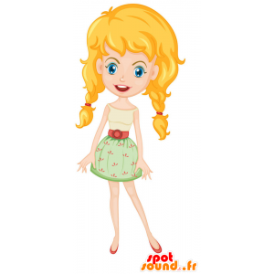 Blonde Mädchen-Maskottchen mit Quilts - MASFR029369 - 2D / 3D Maskottchen