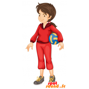 Ragazza mascotte del calciatore rosso - MASFR029370 - Mascotte 2D / 3D