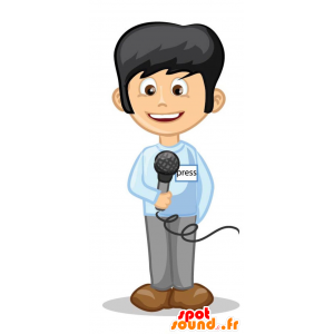 Journalist maskot, mann med svart hår - MASFR029373 - 2D / 3D Mascots