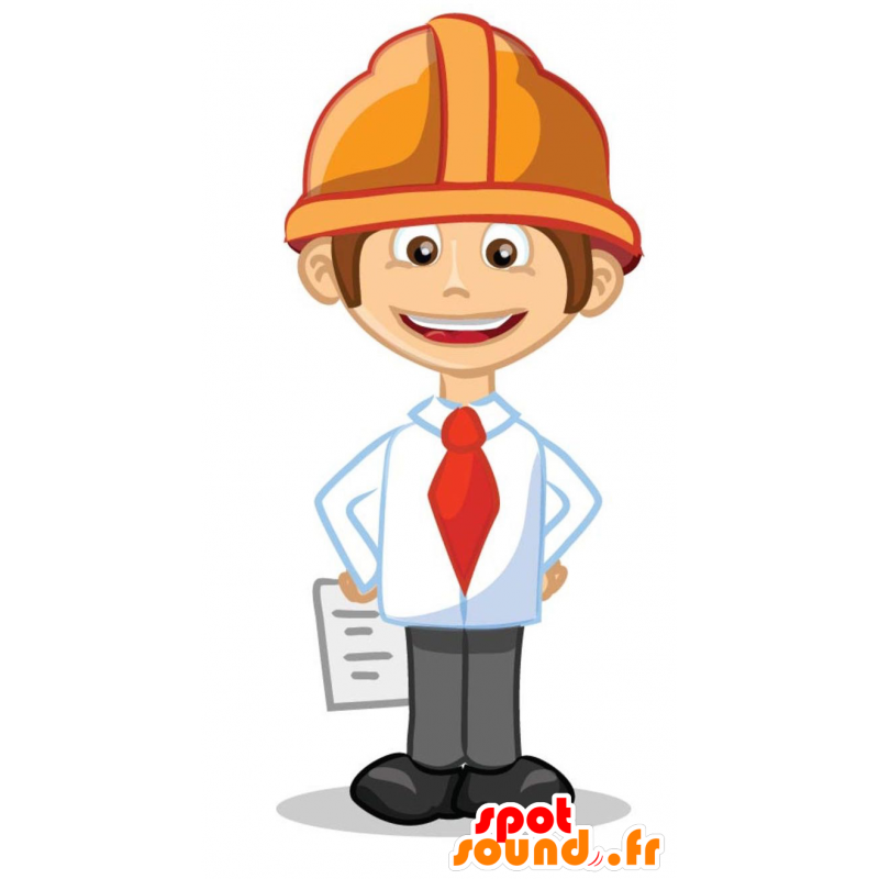 Boy mascot, a worker with orange helmet - MASFR029375 - 2D / 3D mascots