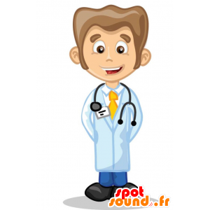 Mascot Arzt-Mantel, mit einem Stethoskop - MASFR029377 - 2D / 3D Maskottchen