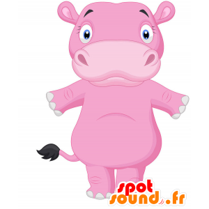 Simpatica mascotte ippopotamo rosa - MASFR029380 - Mascotte 2D / 3D