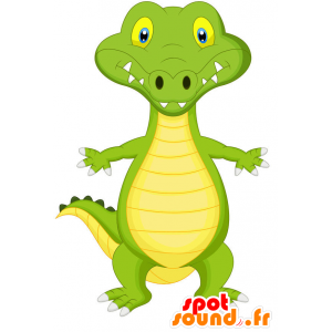 Mascotte de crocodile tout vert et jaune - MASFR029381 - Mascottes 2D/3D