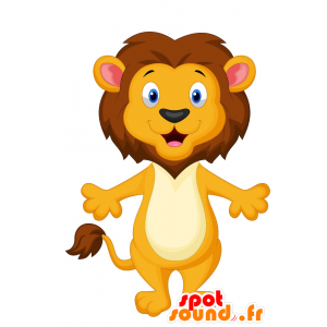 Mascot κίτρινο και καφέ λιοντάρι με μια μεγάλη χαίτη - MASFR029384 - 2D / 3D Μασκότ
