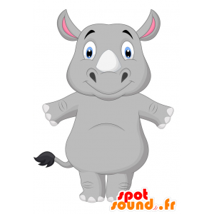 Grå noshörningsmaskot, leende - Spotsound maskot