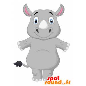 Mascot rinoceronte cinza, sorrindo - MASFR029385 - 2D / 3D mascotes