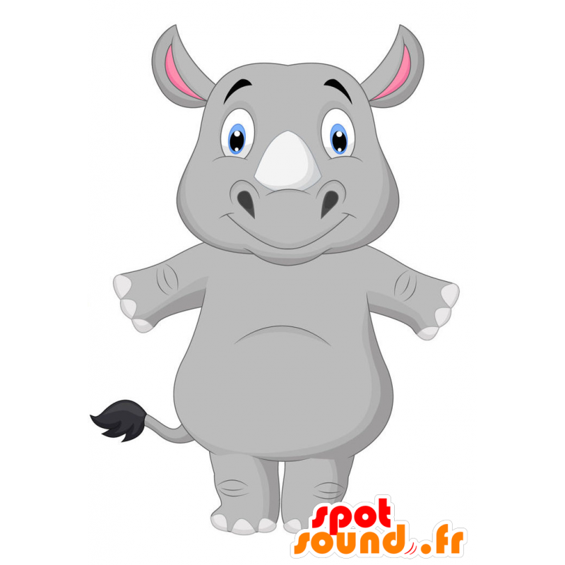 Μασκότ γκρι ρινόκερος, χαμογελαστά - MASFR029385 - 2D / 3D Μασκότ