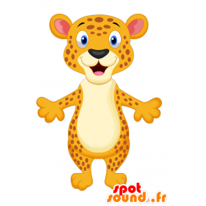 Gul och brun cheetahmaskot - Spotsound maskot