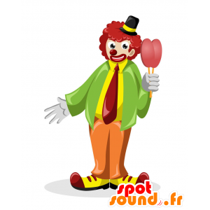 Mascotte de clown en tenue colorée - MASFR029391 - Mascottes 2D/3D