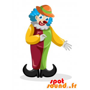 Clown maskot i tricolor outfit - Spotsound maskot kostume