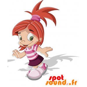 Mascotte de fillette, de poupée en tenue rose - MASFR029403 - Mascottes 2D/3D
