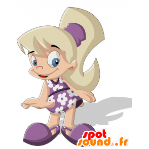 Mascotte de fillette, de poupée en tenue violette - MASFR029404 - Mascottes 2D/3D