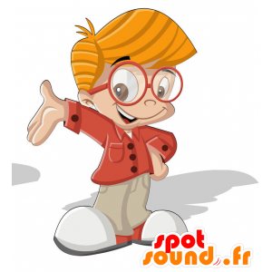 Mascotte de petit garçon vêtu d'une tenue rouge - MASFR029405 - Mascottes 2D/3D