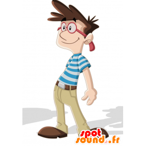 Mascotte d'homme, d'ingénieur brun, avec des lunettes - MASFR029413 - Mascottes 2D/3D