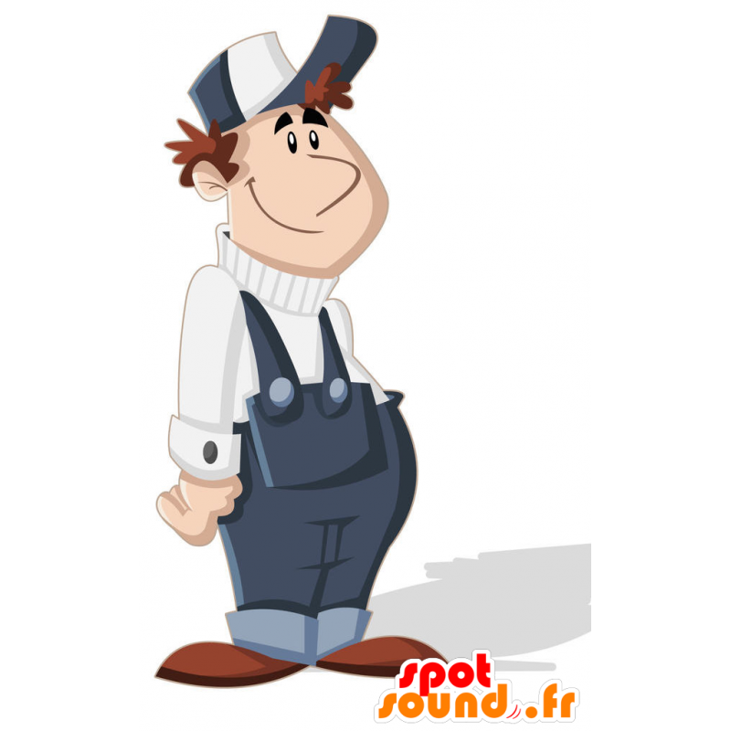 Man mascot of mechanic in blue overalls - MASFR029415 - 2D / 3D mascots