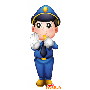 Blau und gelb Uniform Polizist Maskottchen - MASFR029423 - 2D / 3D Maskottchen