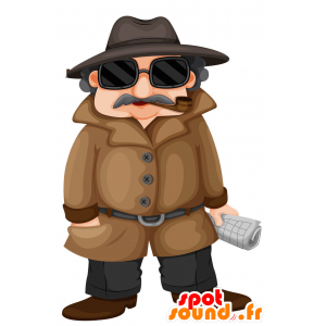 Detektivní maskot oblékl hnědé - MASFR029426 - 2D / 3D Maskoti