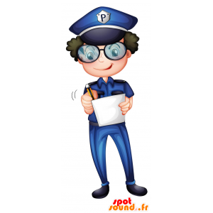 Mascotte de policier en uniforme bleu - MASFR029427 - Mascottes 2D/3D