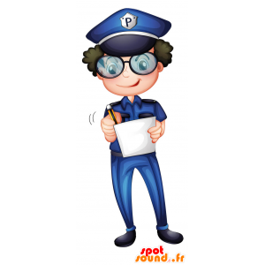 Polícia de uniforme azul da mascote - MASFR029427 - 2D / 3D mascotes