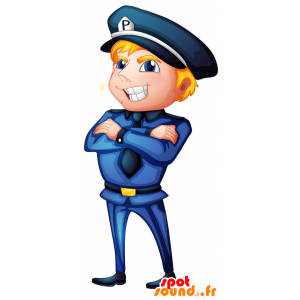 Blu e giallo mascotte poliziotto uniforme - MASFR029428 - Mascotte 2D / 3D