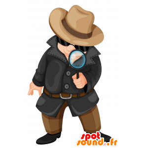 Detective Maskottchen mit einer Lupe - MASFR029429 - 2D / 3D Maskottchen