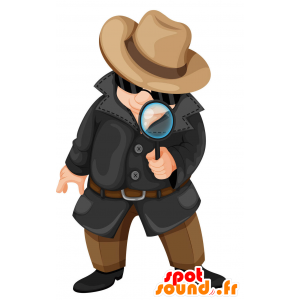 Detective mascotte met een vergrootglas - MASFR029429 - 2D / 3D Mascottes