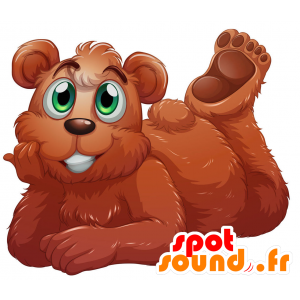 Mascot small brown teddy bear touching - MASFR029433 - 2D / 3D mascots